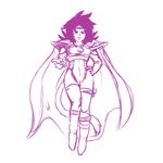  2016 armor body_armor dragon_ball dragon_ball_z female flying hand_on_hip humanoid looking_at_viewer monkey_tail monochrome plagueofgripes pointing purple_and_white saiyan simple_background solo white_background 