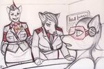  anthro canine clothed clothing eyewear female fox glasses group kraken_(artist) mammal open_mouth sketch smile standing traditional_media_(artwork) 