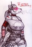  anthro canine cigarette clothed clothing earpiece female fishnet fox kraken_(artist) mammal sketch smoke solo traditional_media_(artwork) 
