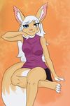  2016 :3 akiric anthro clothed clothing ear_piercing female hair heterochromia inner_ear_fluff lagomorph looking_at_viewer mammal piercing rabbit sitting smile solo white_hair 