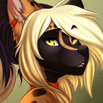  2016 african_wild_dog aimi black_fur black_hair blonde_hair brown_fur canine collar detailed digital_media_(artwork) ear_piercing female fur hair long_hair looking_at_viewer mammal multicolored_fur multicolored_hair piercing portrait shiretsuna_(character) smile solo spots spotted_fur two_tone_fur two_tone_hair yellow_eyes 