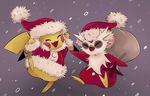  ambiguous_gender avian bag christmas delibird duo eyelashes eyes_closed hat holidays nintendo open_mouth pikachu pok&eacute;mon santa_hat snow unknown_artist video_games 