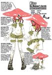  1girl ass character_sheet female greens_eyes kino_(monster_musume) matango monster_girl monster_musume_no_iru_nichijou navel red_hair skirt solo standing white_background 