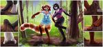  4_toes barefoot bear clothed clothing desir&eacute;enya duo female forest fur goo hair jiao mammal panda pawpads red_panda sticky theowlette toes tree 