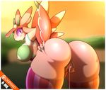  anthro areola arthropod big_breasts big_butt blush breasts butt claws clitoris clothed clothing female insect legwear looking_at_viewer lurantis nintendo nipples panties panties_aside partially_(disambiguation) pok&eacute;mon purple_eyes pussy pussy_juice pussy_juice_string r-mk rear_view socks solo spread_pussy spreading thick_thighs thigh_socks tongue tongue_out underwear video_games 