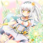  ass_visible_through_thighs breasts cleavage_cutout flower_knight_girl long_hair looking_at_viewer masako_(sabotage-mode) medium_breasts shirotaegiku_(flower_knight_girl) silver_hair solo yellow_eyes 