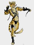  abs anthro armor bdsm bondage bound bulge cheetah clothing feline flirting gauntlets gloves harness headband leather legging male mammal marsonaut muscular pecs rubber smile speedo spots straps swimsuit thong underwear 