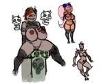  anthro big_breasts bottomless breasts brown_skin cacodemon clothed clothing demon doom female floating hair horn humanoid imp_(doom) legwear long_hair lost_soul nipples not_furry nude orange_skin pain_elemental red_eyes simple_background sitting skull smile source_request spikes thick_thighs thigh_highs unknown_artist video_games white_background wide_hips 