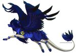  alpha_channel blue_feathers blue_fur blue_hair blue_nose canine dog feathered_wings feathers feral fur hair hauringu hybrid mammal paws simple_background solo transparent_background wings yellow_eyes 