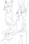  2016 akiric anthro avian bird black_and_white bovine buffalo canine cape_buffalo chief_bogo clothed clothing disney female fox group horn jewelry judy_hopps lagomorph male mammal monochrome necklace necktie rabbit simple_background sketch sketch_page white_background zootopia 