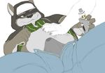  anthro belly_rub bulge clothed clothing clothing_lift cousin_dave disembodied_hand duo e-cigarette flat_colors gearfangred hoodie lying male mammal motion_lines on_back one_eye_closed open_pants overweight overweight_male raccoon shirt shirt_lift tenting vaping wet_spot 