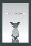  2016 anthro black_and_white canine clothed clothing comic disney english_text fox hands_behind_back hard_translated hi_res inumimi_moeta male mammal manga monochrome nick_wilde rear_view solo text zootopia 