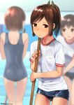  :t alternate_costume ass_visible_through_thighs back bangs bare_arms black_eyes black_hair blue_swimsuit blurry blush breasts broom brown_eyes brown_hair character_name cleaning_brush closed_mouth depth_of_field empty_pool gym_shirt gym_uniform hair_ornament hairclip holding i-401_(kantai_collection) isonami_(kantai_collection) kantai_collection looking_at_viewer multiple_girls natori_(kantai_collection) old_school_swimsuit one-piece_swimsuit ponytail pool pout school_swimsuit school_uniform see-through shiden_(sashimi_no_wife) shiny shiny_clothes shirt short_hair short_ponytail short_sleeves sidelocks small_breasts solo_focus swimsuit swimsuit_under_clothes tan thigh_gap twitter_username v-shaped_eyebrows 