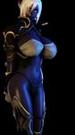  1girl 3d black_skin boots breasts dark_elf elf nualia piercing short_hair source_filmmaker white_hair yellow_eyes 