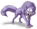  2014 alpha_channel black_nose canine claws feral fur hauringu mammal nude orange_eyes paws purple_fur simple_background standing teeth tognue transparent_background wolf 