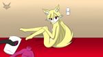  :3 anthro bed breasts butt canine clothing cute featureless_breasts female fox fur kemono mammal nude ouko pillow solo ultron98 undressing yellow_fur 