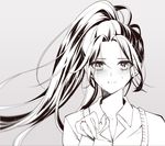 atobesakunolove casual collared_shirt crying grey_background greyscale jewelry light_smile looking_at_viewer monochrome overwatch ponytail portrait ring shirt simple_background sketch solo streaming_tears tears widowmaker_(overwatch) 