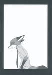  2016 anthro black_and_white canine clothed clothing comic dialogue disney english_text fox hands_in_pockets hard_translated hi_res inumimi_moeta male mammal manga monochrome nick_wilde solo text zootopia 