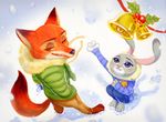  2016 anthro canine christmas disney female fox fur holidays judy_hopps lagomorph male mammal nick_wilde rabbit weketa winter zootopia 