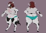  2016 anthro belly big_belly big_breasts big_butt bovine breasts butt cattle clothed clothing d-sui digital_media_(artwork) female fur hi_res huge_breasts huge_butt mammal overweight panties simple_background slightly_chubby smile solo thick_thighs underwear white_fur wide_hips 