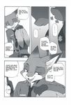  2016 anthro black_and_white bulletproof_vest canine clothed clothing comic dialogue disney duo english_text female fox hard_translated hi_res inumimi_moeta judy_hopps lagomorph male mammal manga monochrome nick_wilde police_uniform rabbit text uniform zootopia 