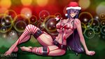  blush busujima_saeko christmas highschool_of_the_dead kantarella purple_hair 