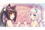  black_hair blue_eyes breasts brown_eyes catgirl chocola_(sayori) long_hair nekopara sayori vanilla_(sayori) white_hair 