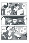  2016 anthro black_and_white canine car clothed clothing comic dialogue disney duo english_text eyewear female fox hard_translated hi_res inumimi_moeta judy_hopps lagomorph male mammal manga monochrome nick_wilde police_uniform rabbit sunglasses text uniform vehicle zootopia 