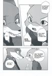  2016 anthro black_and_white bulletproof_vest canine clothed clothing comic dialogue disney duo english_text female fox hard_translated hi_res inumimi_moeta judy_hopps lagomorph male mammal manga monochrome nick_wilde police_uniform rabbit text uniform zootopia 