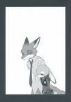  2016 anthro black_and_white bulletproof_vest canine clothed clothing comic disney duo female fox hand_on_shoulder hi_res inumimi_moeta judy_hopps lagomorph male mammal manga monochrome nick_wilde police_uniform rabbit uniform zootopia 