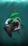  2014 black_nose blood claws dragon duo feral green_hair hair hauringu mammal marine nude open_mouth pinniped seal teeth underwater water 