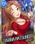  artist_request blue_eyes blush bracelet breasts brown_hair cleavage dress graveyard hitodama idolmaster idolmaster_cinderella_girls jewelry large_breasts long_hair matsumoto_sarina multiple_girls necklace official_art one_eye_closed open_mouth red_dress smile tombstone 