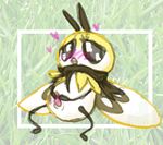  &lt;3 antennae arthropod blush detailed_background epistaxiophilia grass half-closed_eyes insect male nintendo penis penis_blush pok&eacute;mon ribombee solo tapering_penis video_games white_body yellow_body 