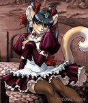  bow dr_comet furry long_hair maid skirt tail thigh_highs thighhighs twin_tails twintails uniform 