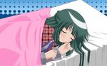  bed green_hair hidamari_sketch highres long_hair sleep sleeping supersonicdarky yoshinoya yoshinoya-sensei 