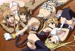  :&lt; :p absurdres ahoge all_fours animal_ears animal_print ass back bell between_thighs black_legwear blonde_hair blush blush_stickers breasts brown_eyes brown_hair brown_legwear cat_ears cat_paws cat_tail choker claws cleavage collar elbow_gloves flat_chest gloves hair_bell hair_ornament hairclip highres hug in_heat jingle_bell kirishima_akari kirishima_kotone large_breasts legs legs_up lingerie long_hair lying mizuno_kaede mole mole_under_eye morita_kazuaki multiple_girls non-web_source nyan_koi! nyantype official_art on_back on_side open_mouth panties paws ponytail round_teeth scan siblings sideboob sisters smile striped sumiyoshi_kanako tail teeth thighhighs tiger_print tongue tongue_out twins twintails underwear white_panties 