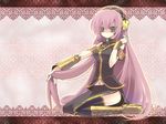  bad_id bad_pixiv_id boots green_eyes knee_boots long_hair megurine_luka pink_hair sitting solo tahya thighhighs vocaloid 