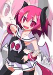  bat_wings blush demon_girl disgaea horns makai_senki_disgaea_3 pink_hair pointy_ears raspberyl sailor_collar short_hair slit_pupils solo thighhighs white_sailor_collar wings 