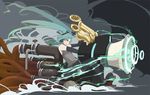  blue_hair elbow_gloves gloves hatsune_miku long_hair megaphone solo tansuke thighhighs twintails vocaloid 