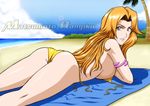  absurdres beach bikini bleach breasts day highres large_breasts matsumoto_rangiku netspike solo swimsuit 