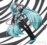  aqua_hair aqua_neckwear boots detached_sleeves hatsune_miku headset legs long_hair microphone necktie solo thigh_boots thighhighs twintails very_long_hair vocaloid weshika zettai_ryouiki 