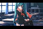  aqua_eyes aqua_hair bangs briefcase classroom cold desk eto hatsune_miku letterboxed long_hair red_scarf scarf school_desk school_uniform solo thighhighs twintails very_long_hair vocaloid 