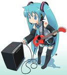 amplifier aqua_hair blue_eyes boots detached_sleeves full_body guitar hatsune_miku instrument long_hair nagian necktie solo standing thigh_boots thighhighs twintails vocaloid 