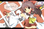  bad_id bad_pixiv_id card detached_sleeves hakurei_reimu hanafuda holding holding_card midriff navel pasutel solo touhou 