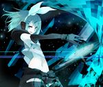  avtechno! blue_eyes detached_sleeves elbow_gloves fangs gloves hair_ornament hair_ribbon hairclip headphones kagamine_rin midriff navel noiz_are_nel_(vocaloid) ribbon short_hair solo tansuke thighhighs vocaloid 