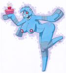  &lt;3 2016 anthro anthrofied bellaria big_breasts blue_body breasts bronzong butt cake candle english_text fan_character female food gaias-pitch-black-reborn-crow hair huge_breasts long_hair looking_at_viewer markings nintendo not_furry nude pok&eacute;mon pok&eacute;morph raised_leg red_eyes red_markings signature simple_background smile solo teeth text video_games white_background 