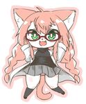  cat cat_busters character_request furry glasses green_eyes long_hair pink_hair shinobe twintails 