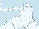  anthro anus butt bzeh cartoon_network cat clothed clothing feline female fur legwear looking_at_viewer mammal mature mother nicole_watterson nude parent pussy simple_background smile solo stockings the_amazing_world_of_gumball thick_thighs topless 