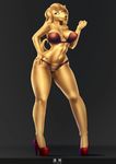  2016 anthro bra breasts canine cleavage clothed clothing dog female footwear fur high_heels mammal panties pussy shoes solo underwear yellow_fur zlden 