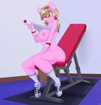  anthro big_breasts breasts candy clothed clothing clothing_lift equine exhibitionism eyewear fan_character female food footwear glasses gym hairband horse legwear lollipop mammal my_little_pony nipples nude pony ponytail public replica_(artist) reppy shirt shirt_lift shoes sneakers socks solo sweatband tongue tongue_out 
